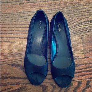 Cole haan cork wedges - black, 1inch heel, peeptoe